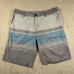 ONeill Hybrid Walk Shorts Mens 36 Grey Blue Striped Board Shorts Casual Surf
